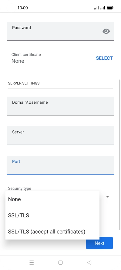Press the required setting.
