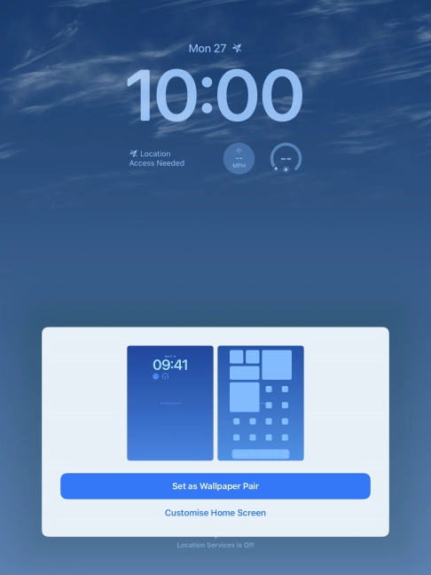 To use the same colour theme on the home screen, press Set as Wallpaper Pair. To use the same colour theme on the home screen, press Set as Wallpaper Pair.
