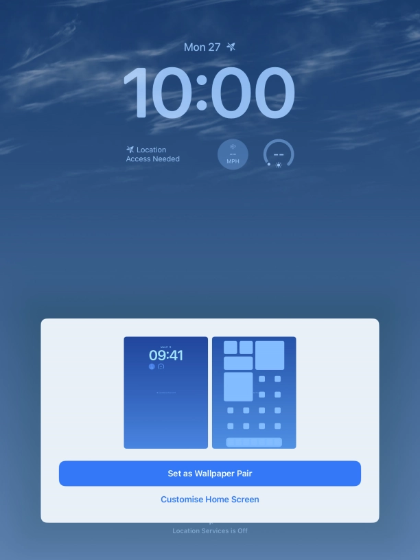 To use the same colour theme on the home screen, press Set as Wallpaper Pair. To use the same colour theme on the home screen, press Set as Wallpaper Pair.