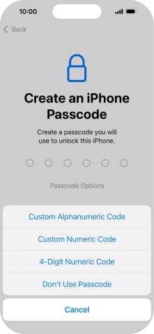 Follow the instructions on the screen to turn on use of phone lock code or press Don't Use Passcode. Follow the instructions on the screen to turn on use of phone lock code or press Don't Use Passcode.