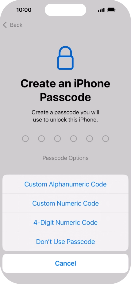 Follow the instructions on the screen to turn on use of phone lock code or press Don't Use Passcode. Follow the instructions on the screen to turn on use of phone lock code or press Don't Use Passcode.