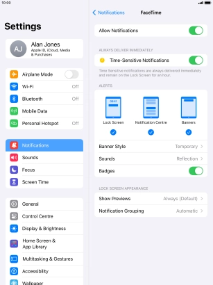 Press the indicator next to 