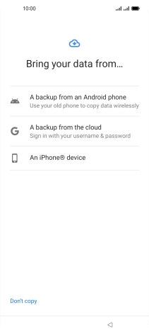 Press the required setting and follow the instructions on the screen to transfer the content from another phone. Press the required setting and follow the instructions on the screen to transfer the content from another phone.