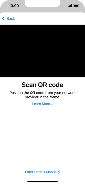 Place the QR code you've received inside the phone camera frame to scan the code. Your eSIM is transferred to your new phone over the internet.