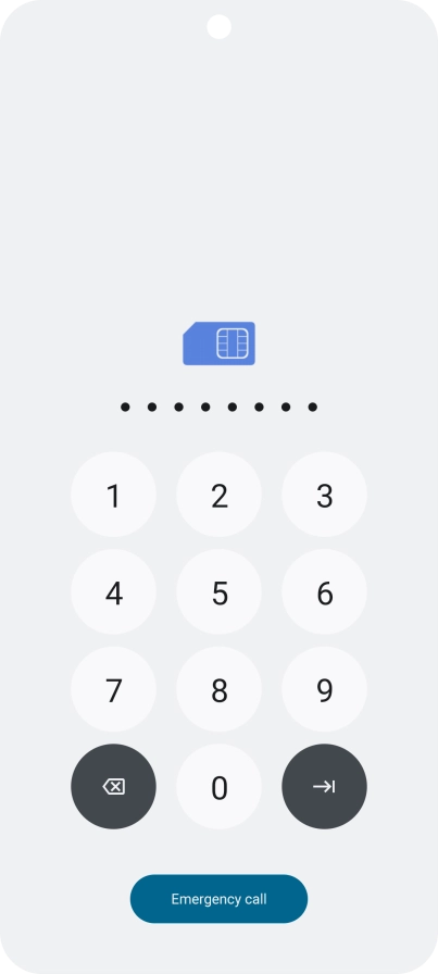 Key in the PUK and press arrow right.