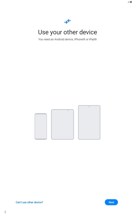 Press Can't use other device?.