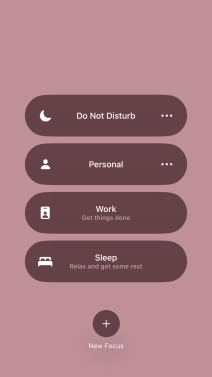 Press the required focus mode to activate or deactivate it immediately.