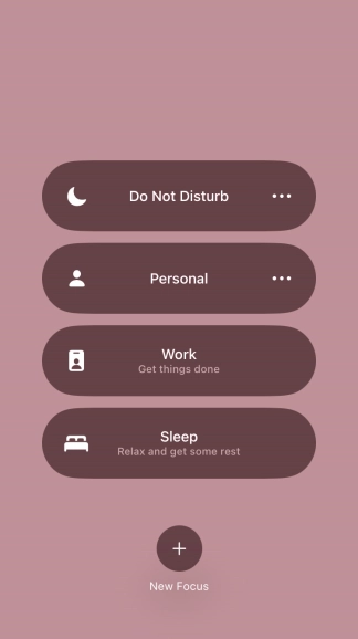 Press the required focus mode to activate or deactivate it immediately.
