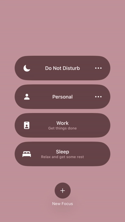 Press the required focus mode to activate or deactivate it immediately.