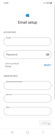Press Password and key in the password for your email account.