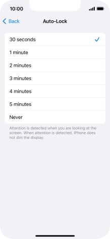 Press the required setting.