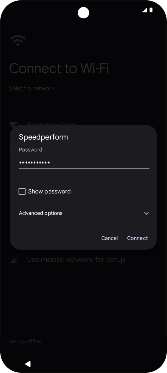 Key in the password for the Wi-Fi network and press Connect.