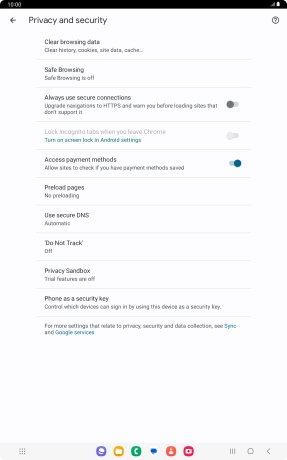 Press Clear browsing data.