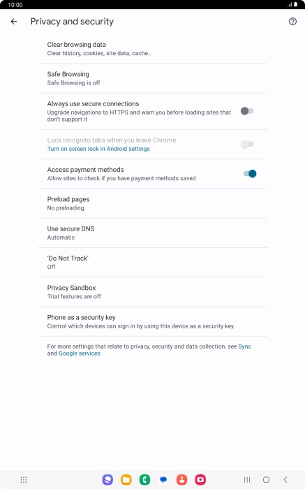 Press Clear browsing data.