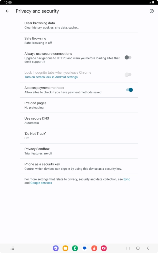Press Clear browsing data.