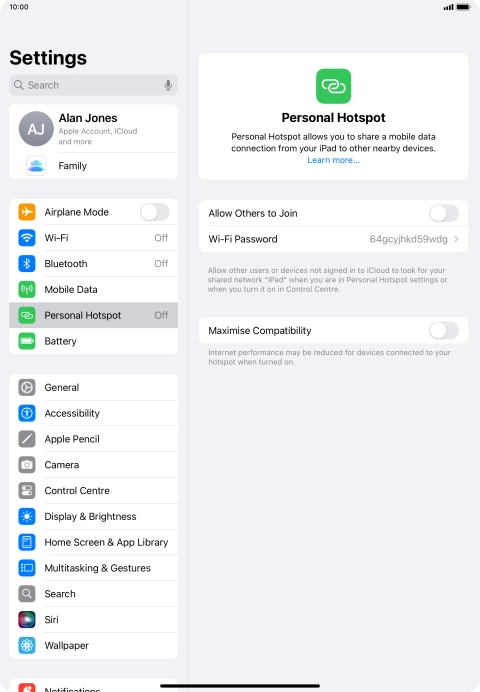 Press Wi-Fi Password and key in the required password.