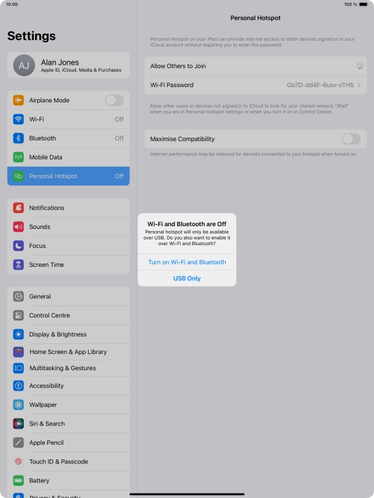 If Wi-Fi is turned off, press Turn on Wi-Fi and Bluetooth.