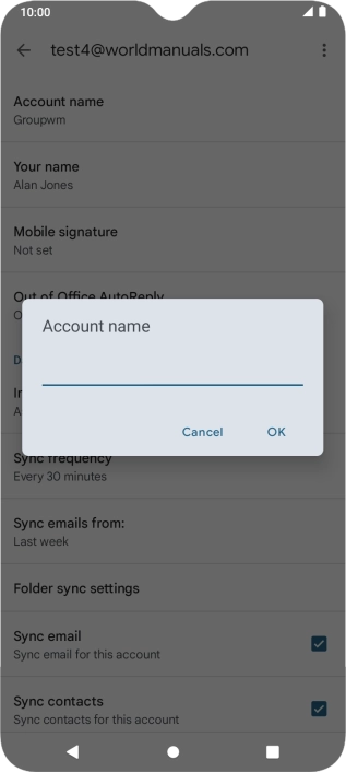 Key in the required account name and press OK.