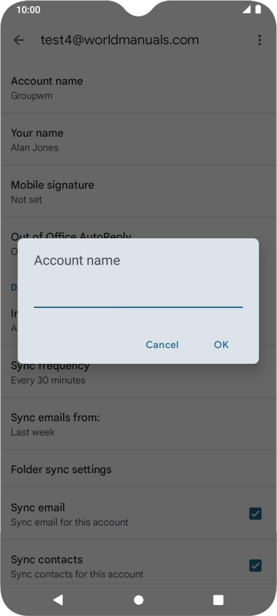 Key in the required account name and press OK.