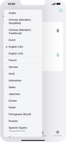 Press the required source language.