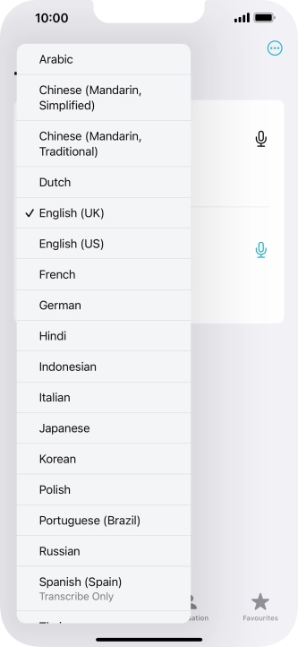 Press the required source language.