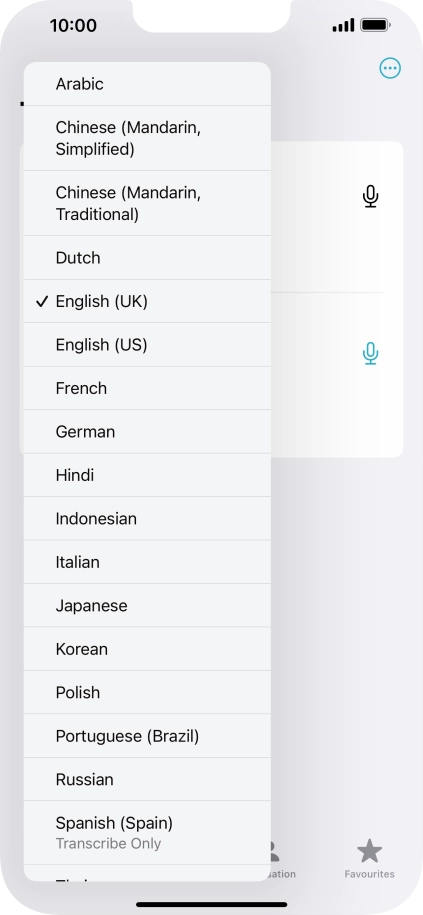 Press the required source language.