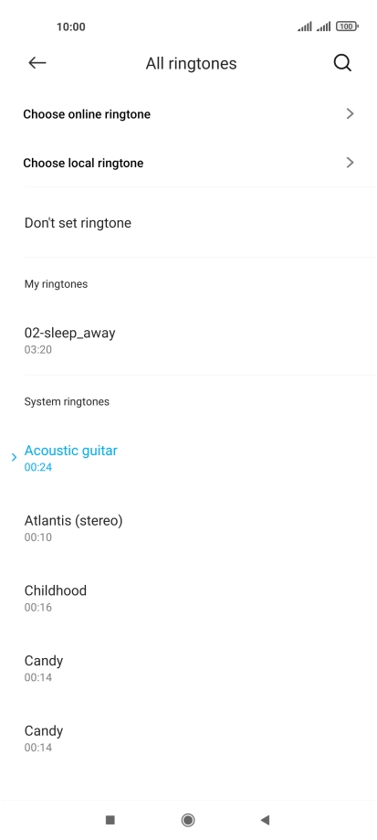 Press Choose local ringtone and go to the required folder.