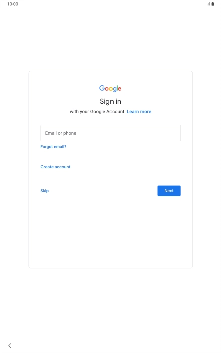 Press Email or phone and key in the username for your Google account.