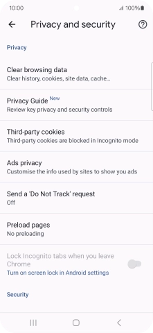 Press Clear browsing data.