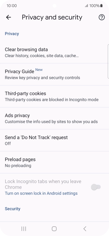 Press Clear browsing data.