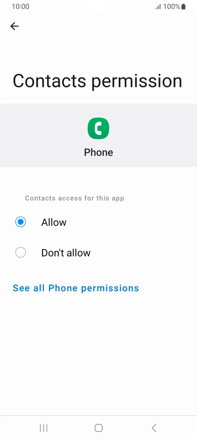 Press the required setting.