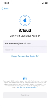 Press Required and key in the password for your Apple ID.