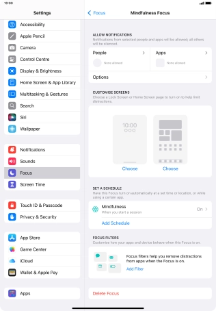 Press People and follow the instructions on the screen to select which contacts you would like to receive calls and notifications from when the selected focus mode is active.