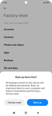 Press Factory reset.