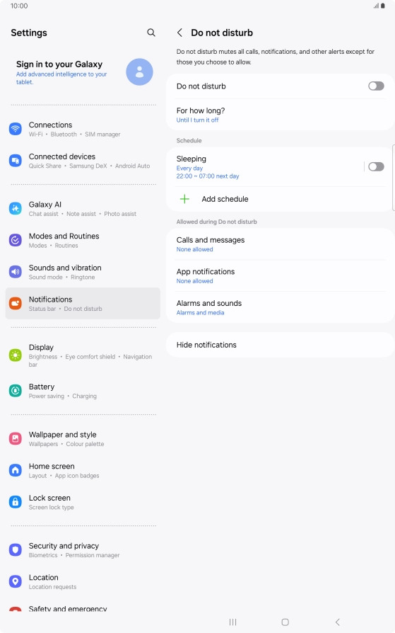 Press the indicator next to 