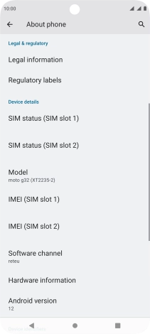 Your phone's software version is displayed below Android version.