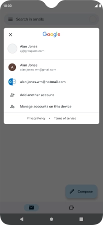 Press the required email account.
