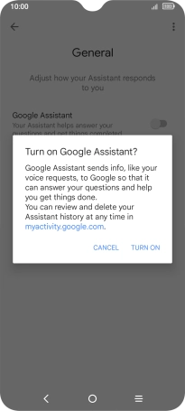 If you turn on the function, press TURN ON.