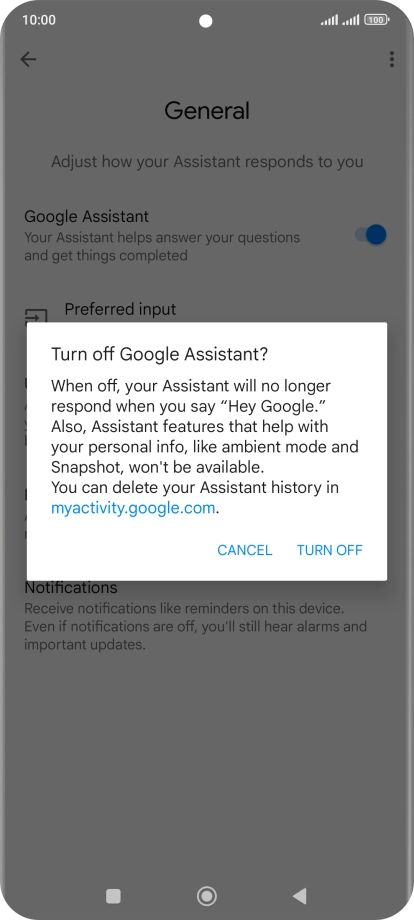 If you turn off the function, press TURN OFF.