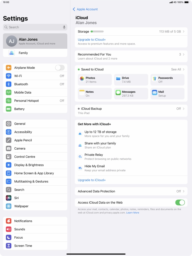 Press iCloud Backup. Press iCloud Backup.