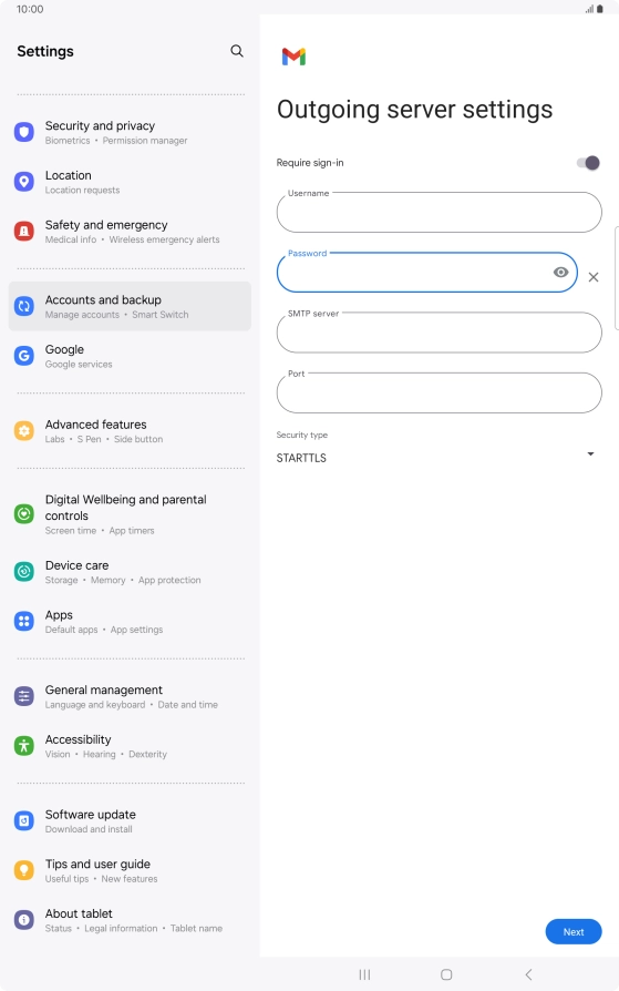 Press the field below 