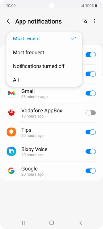Press the required setting. Press the required setting.