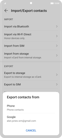 Press the Google account.