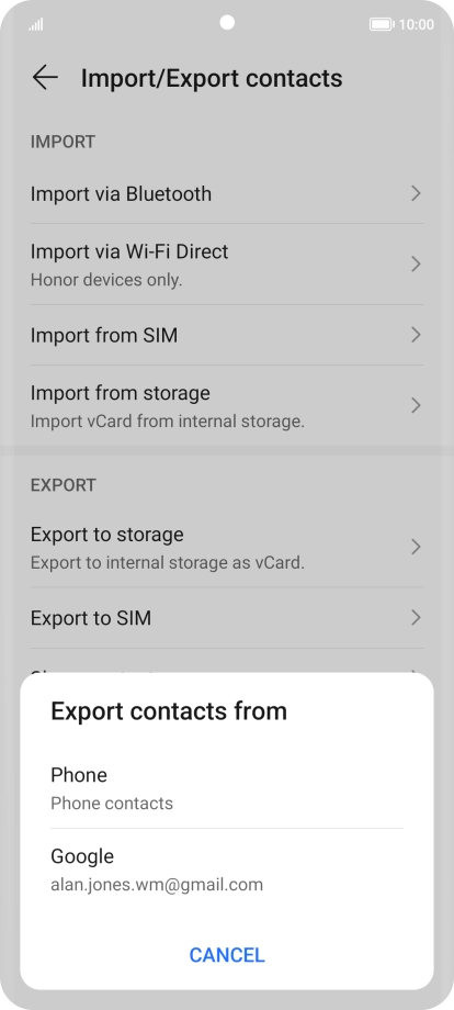 Press the Google account.