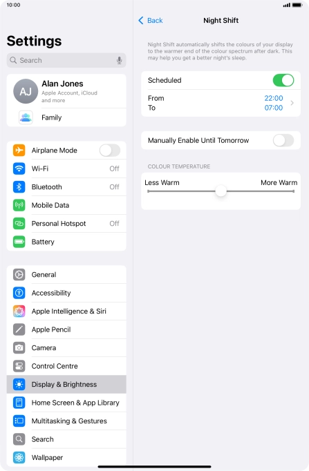 Press the indicator next to 