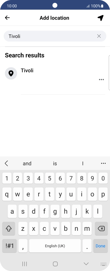 Press the required location. Press the required location.