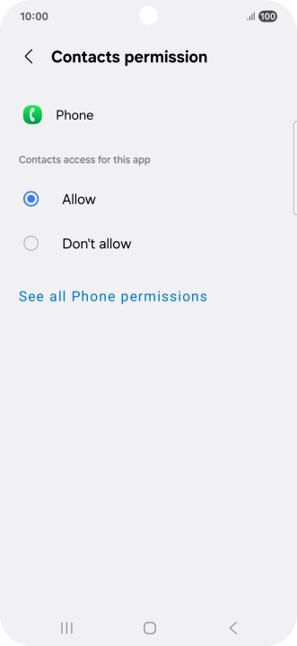 Press the required setting.