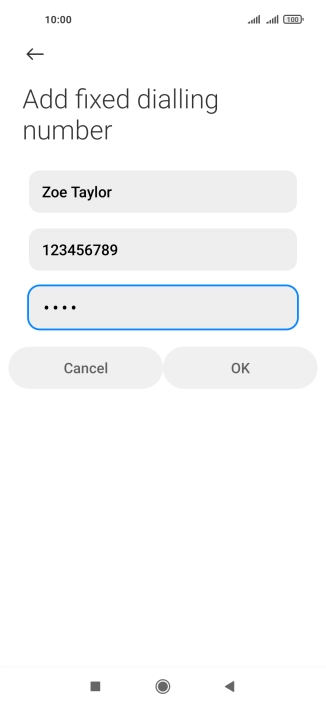 Key in your PIN2 and press OK. The default PIN2 is 1111.