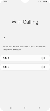 Press the indicator next to the required SIM to turn the function on or off.