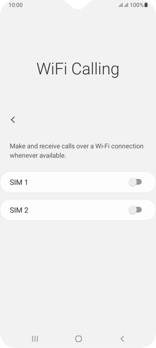 Press the indicator next to the required SIM to turn the function on or off.